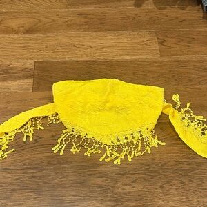 Yellow Floral Crochet Trim Bandeau Top